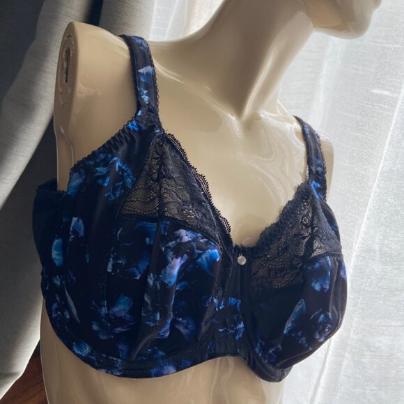 38H Elomi Morgan in colour "twilight" Black with blue floral bra El4110 - Picture 2 of 11